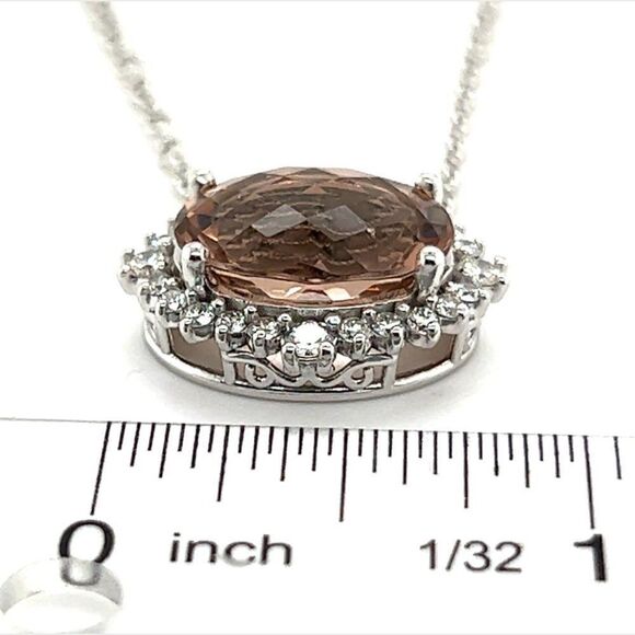 Natural Morganite Diamond Necklace 18" Gold 10.67 TCW Certified $6,950 215433 - Picture 5 of 12
